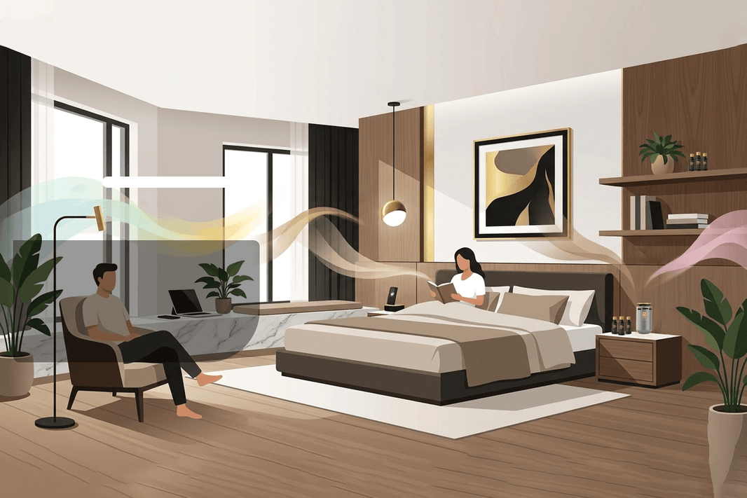 Mejores Fragancias para el Hogar: Cómo Elegir el Aroma Perfecto para Cada Espacio en un dormitorio moderno.
