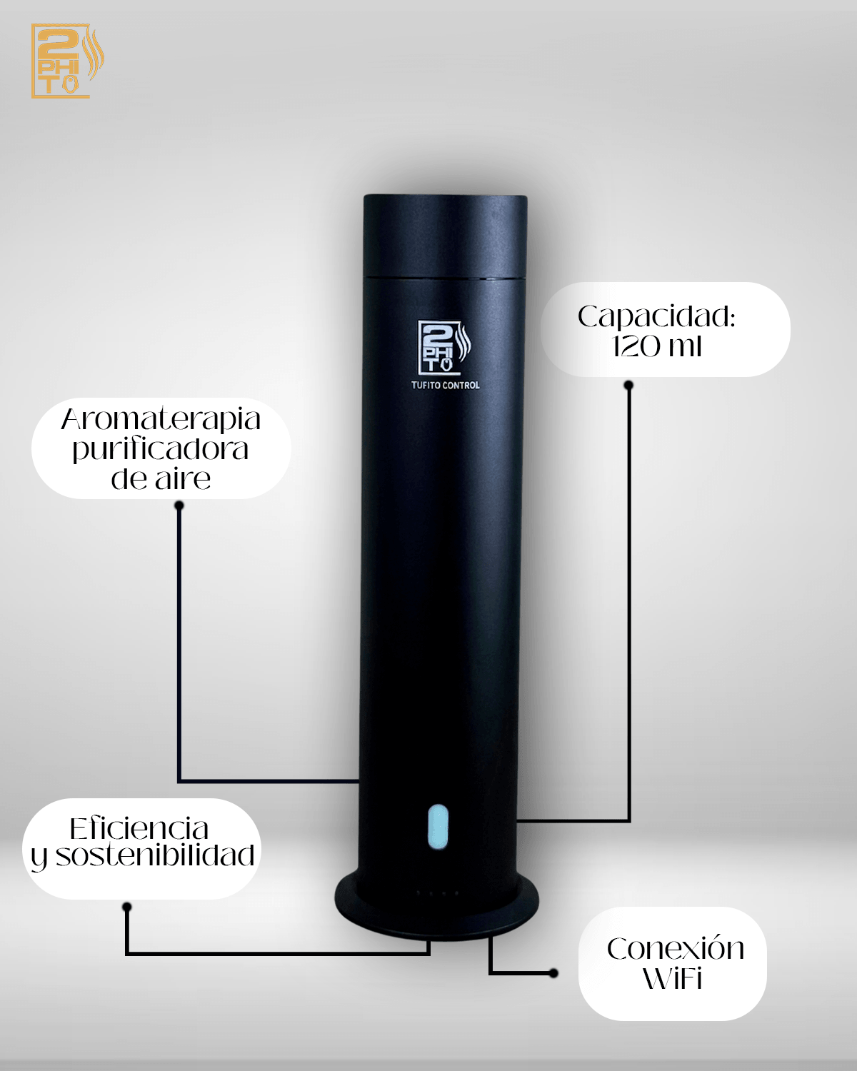 Brisa Aroma Jr. – Difusor de Aroma Compacto con capacidad de 120 ml, conexión WiFi y purificación de aire.