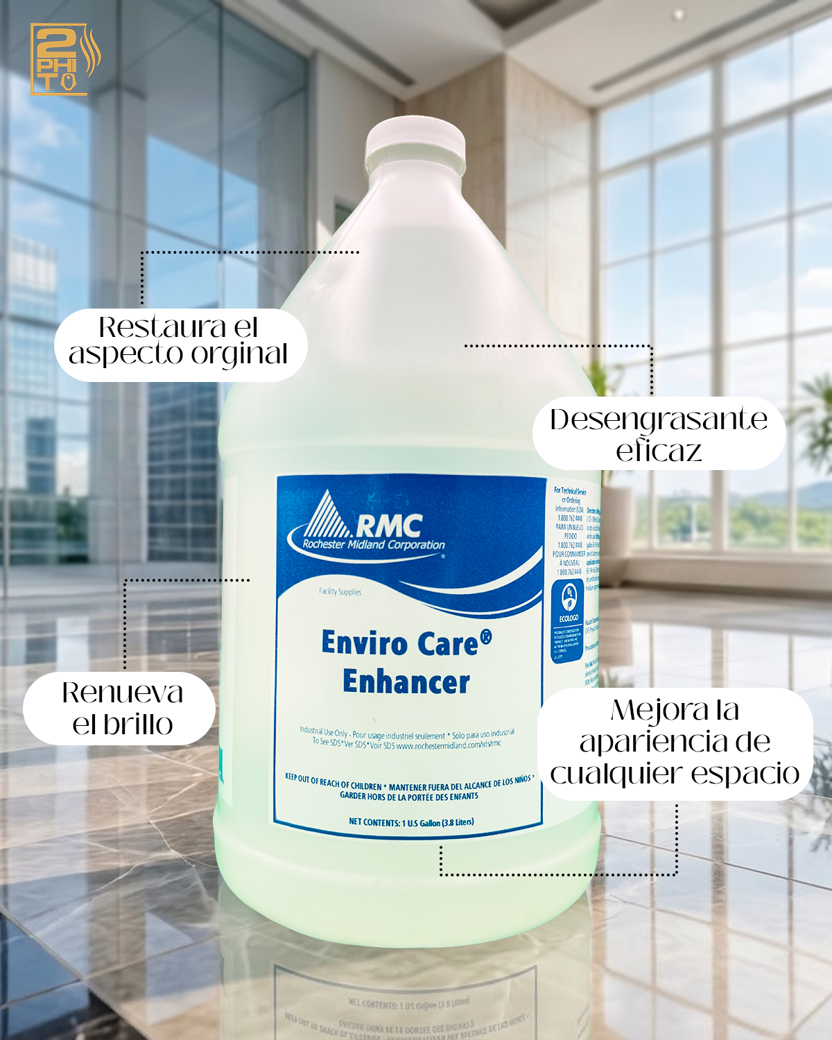 ENVIRO CARE ENHANCER 1GAL potente limpiador para mantenimiento y restauración de pisos.