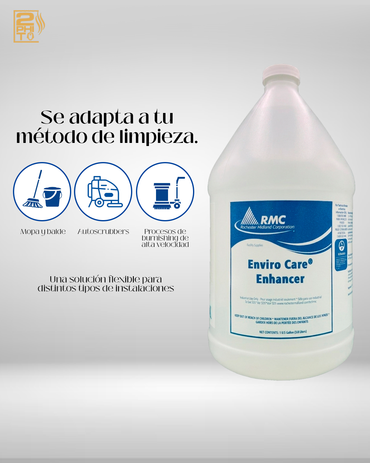 Enviro Care Enhancer 1GAL botella de limpiador respetuoso con el medio ambiente para mantenimiento de pisos.