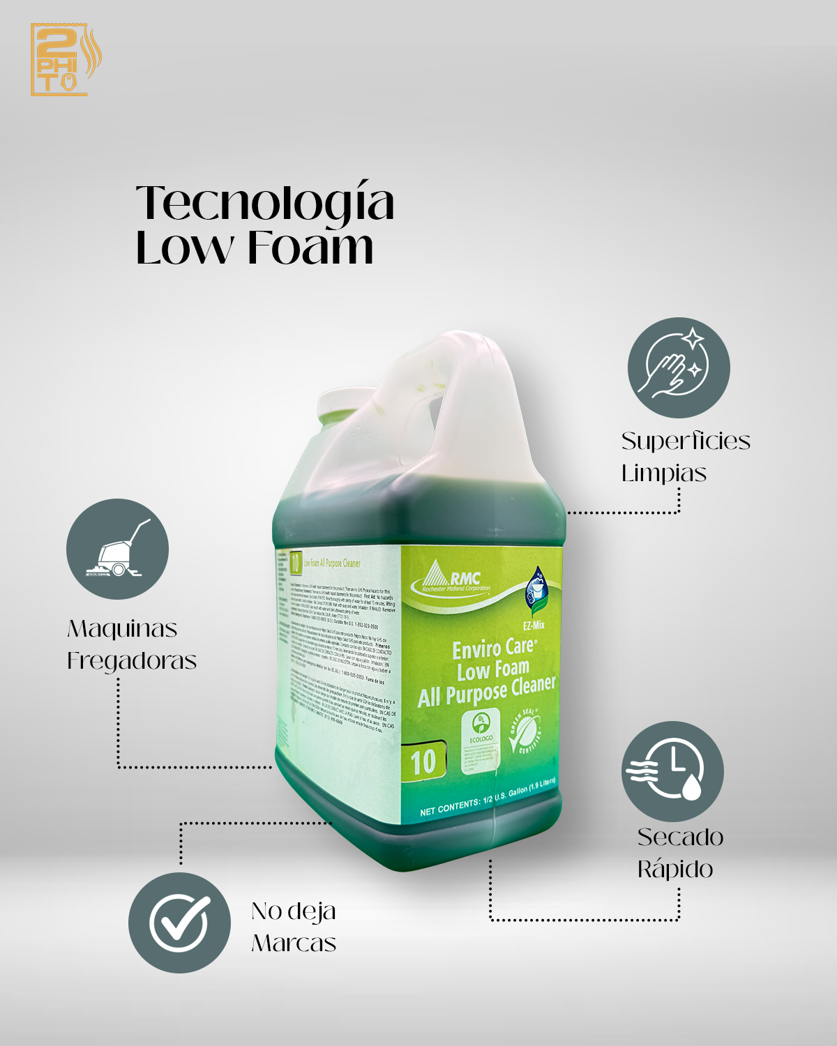 Enviro Care Low Foam All Purpose Cleaner 12GAL EZ-MIX en envase de 12 galones, ideal para limpieza diaria y segura.