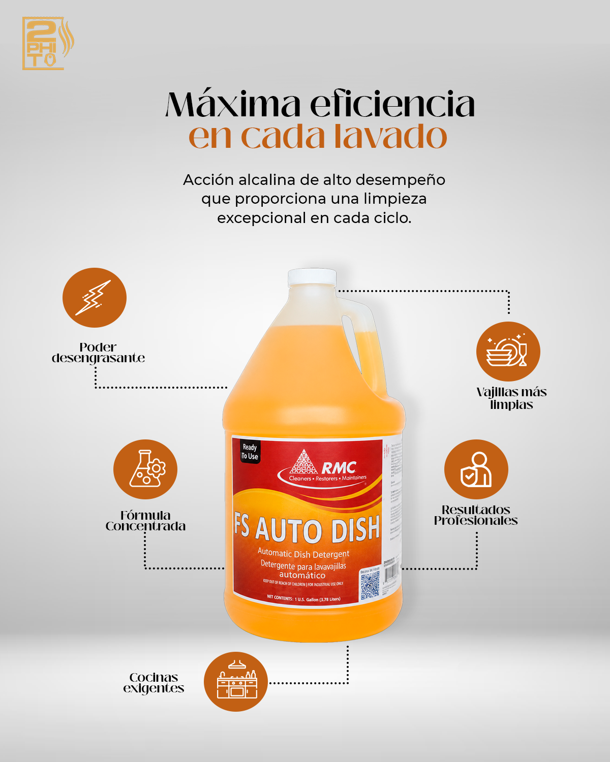 FS Auto Dish Clean 1GAL – Detergente automático que limpia eficientemente utensilios de cocina y vajillas.